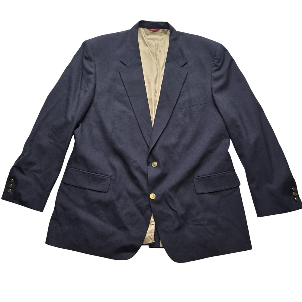 Bill‎ Blass Navy Wool Blazer Preppy Gold Button Classic 44R or 46R